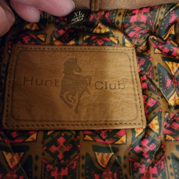 Y2K Hunt Club Leather Bomber Style Jacket Size XL Retro - Picture 10 of 16